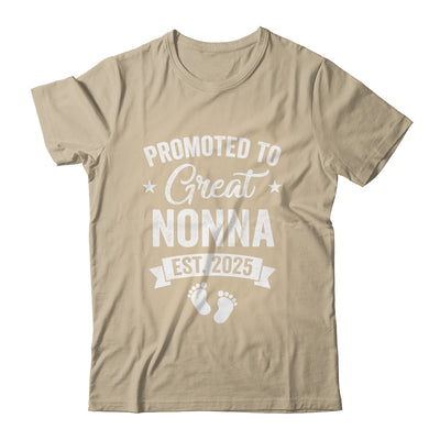 Promoted To Great Nonna Est 2025 Pregnancy Announcement Shirt & Tank Top | teecentury
