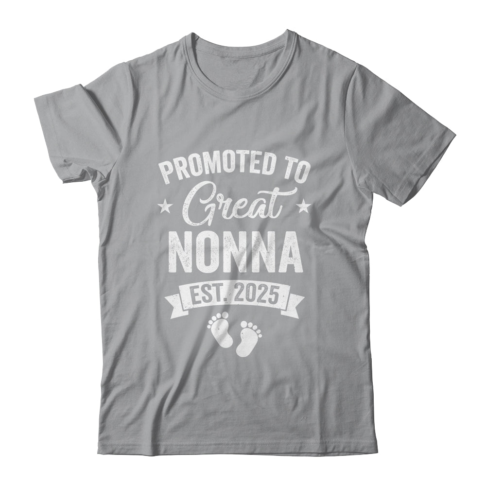 Promoted To Great Nonna Est 2025 Pregnancy Announcement Shirt & Tank Top | teecentury