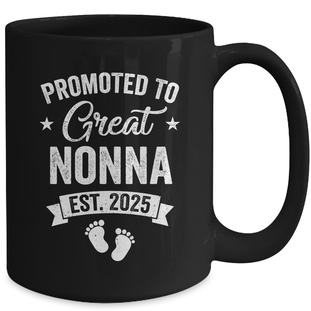 Promoted To Great Nonna Est 2025 Pregnancy Announcement Mug | teecentury