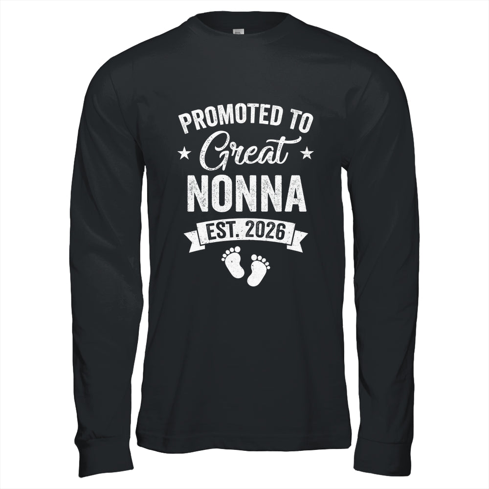 Promoted To Great Nonna Est 2026 Pregnancy Announcement Shirt & Hoodie | teecentury