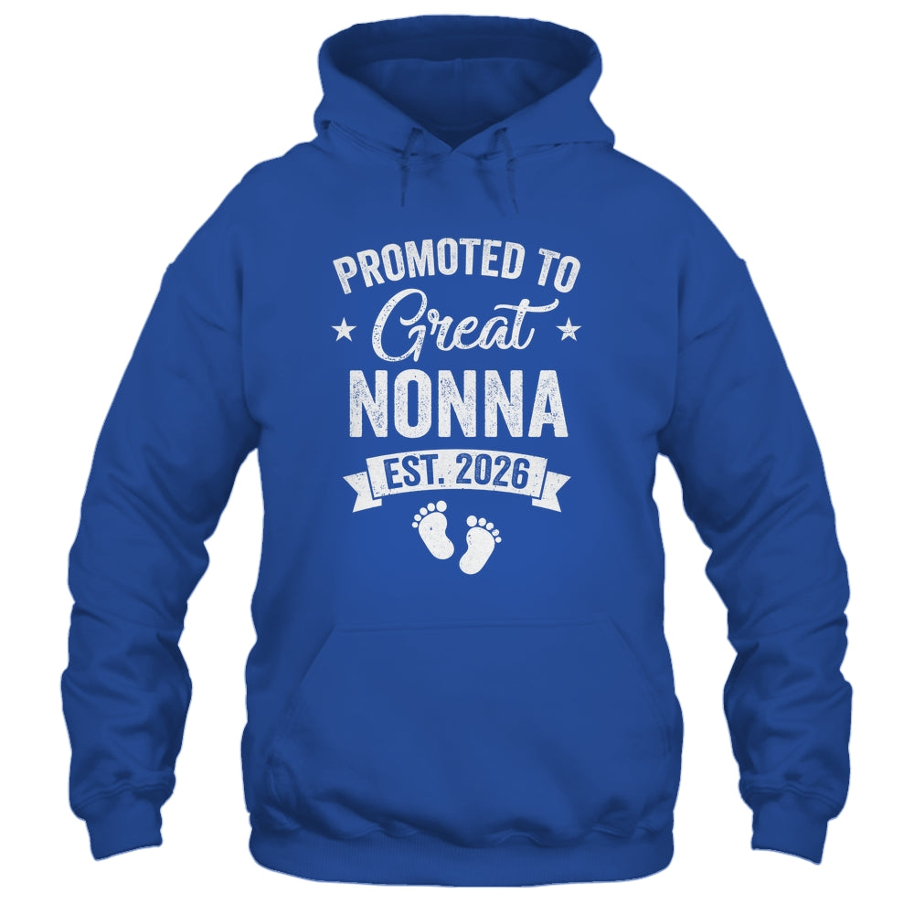 Promoted To Great Nonna Est 2026 Pregnancy Announcement Shirt & Hoodie | teecentury