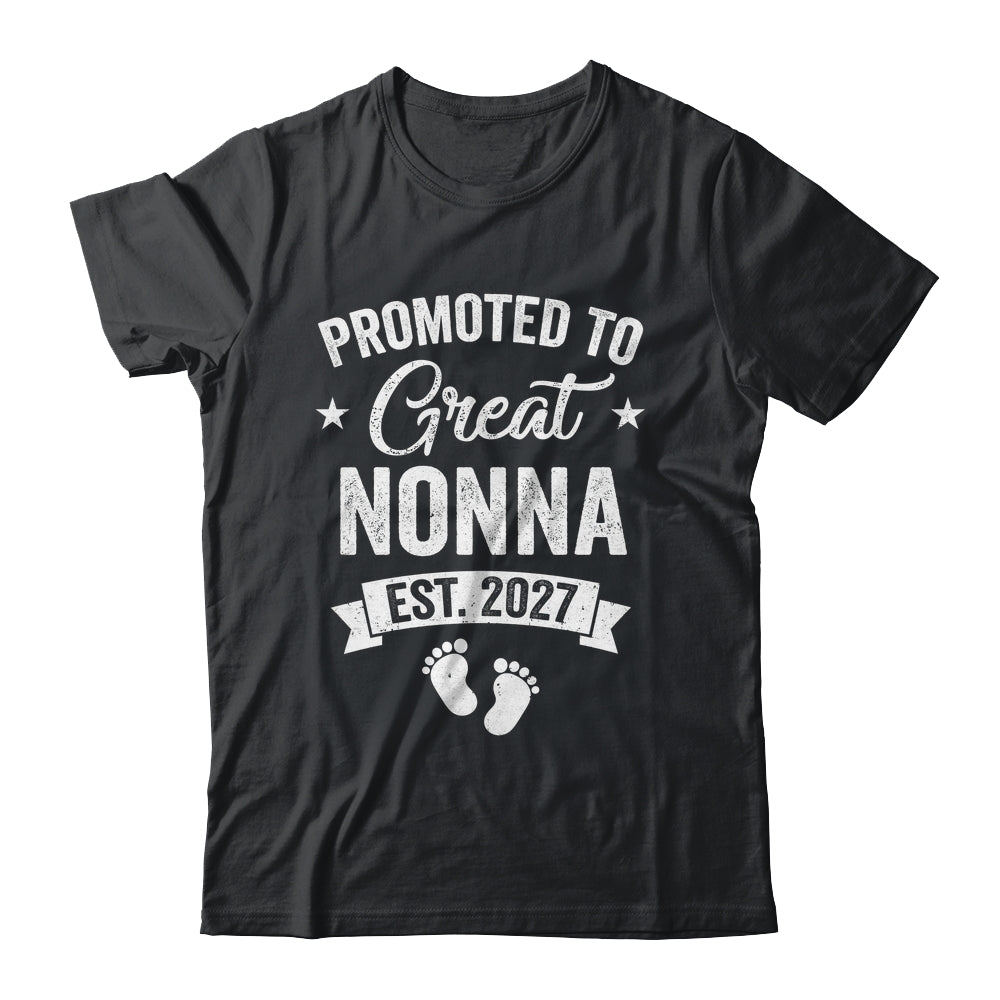Promoted To Great Nonna Est 2027 Pregnancy Announcement Shirt & Tank Top | teecentury
