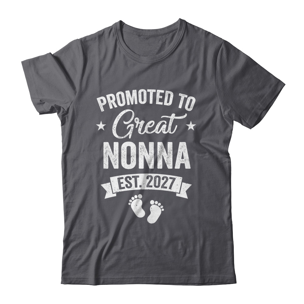 Promoted To Great Nonna Est 2027 Pregnancy Announcement Shirt & Tank Top | teecentury