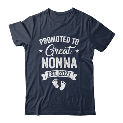 Promoted To Great Nonna Est 2027 Pregnancy Announcement Shirt & Tank Top | teecentury
