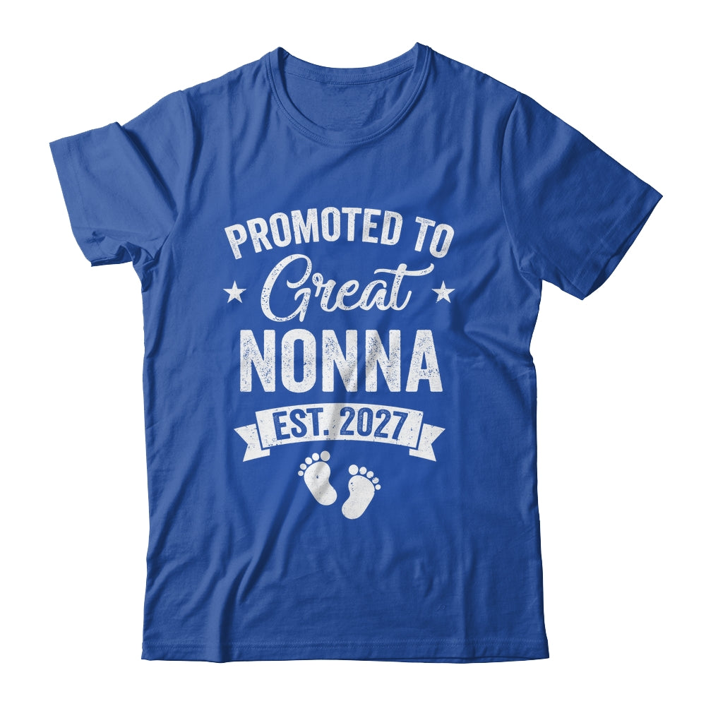 Promoted To Great Nonna Est 2027 Pregnancy Announcement Shirt & Tank Top | teecentury