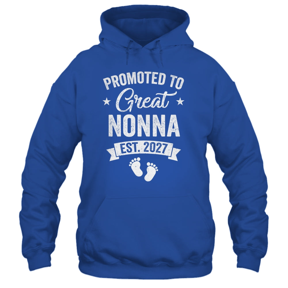 Promoted To Great Nonna Est 2027 Pregnancy Announcement Shirt & Tank Top | teecentury