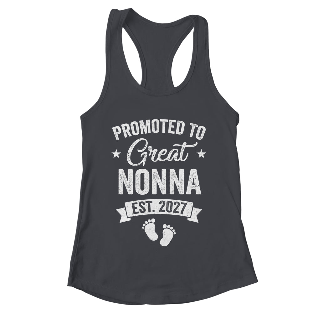 Promoted To Great Nonna Est 2027 Pregnancy Announcement Shirt & Tank Top | teecentury