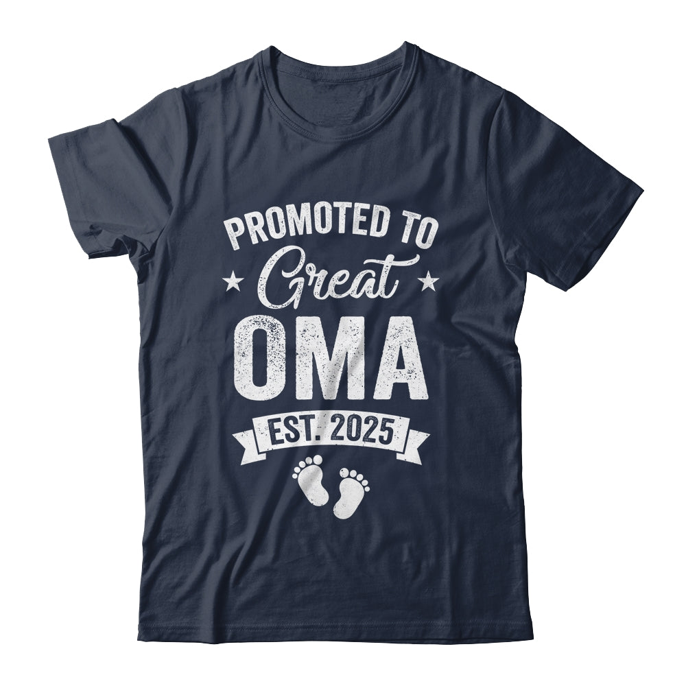 Promoted To Great Oma Est 2025 Pregnancy Announcement Shirt & Tank Top | teecentury