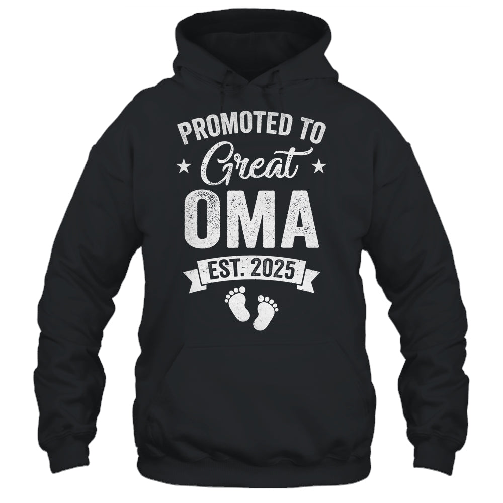 Promoted To Great Oma Est 2025 Pregnancy Announcement Shirt & Tank Top | teecentury