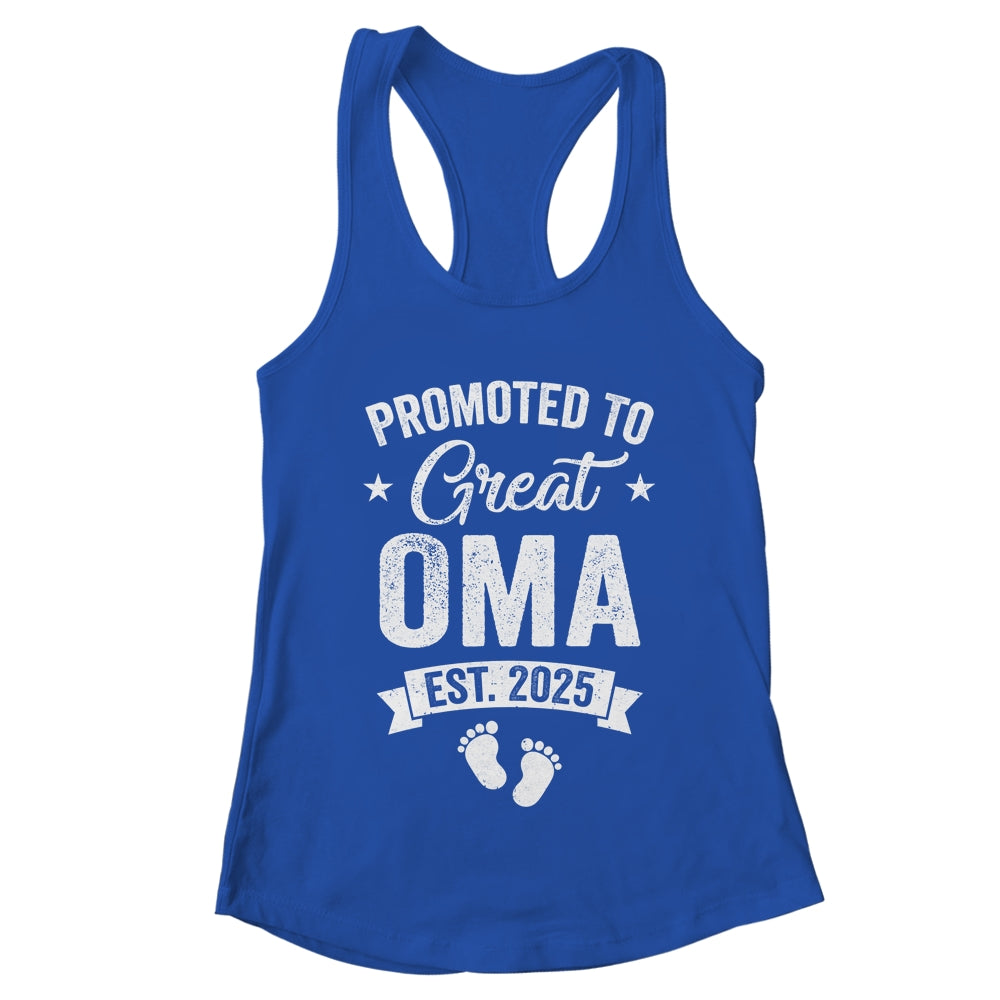 Promoted To Great Oma Est 2025 Pregnancy Announcement Shirt & Tank Top | teecentury