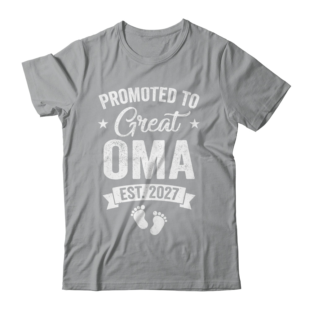 Promoted To Great Oma Est 2027 Pregnancy Announcement Shirt & Hoodie | teecentury