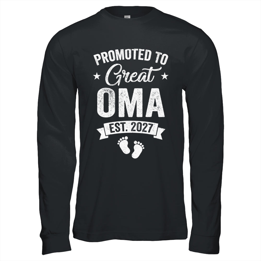 Promoted To Great Oma Est 2027 Pregnancy Announcement Shirt & Hoodie | teecentury