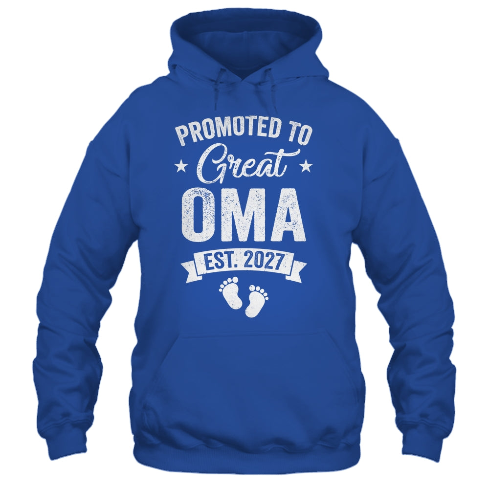 Promoted To Great Oma Est 2027 Pregnancy Announcement Shirt & Hoodie | teecentury