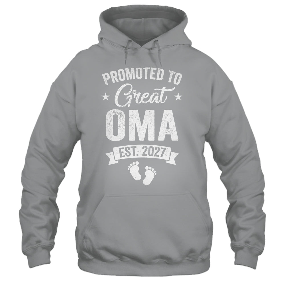 Promoted To Great Oma Est 2027 Pregnancy Announcement Shirt & Hoodie | teecentury