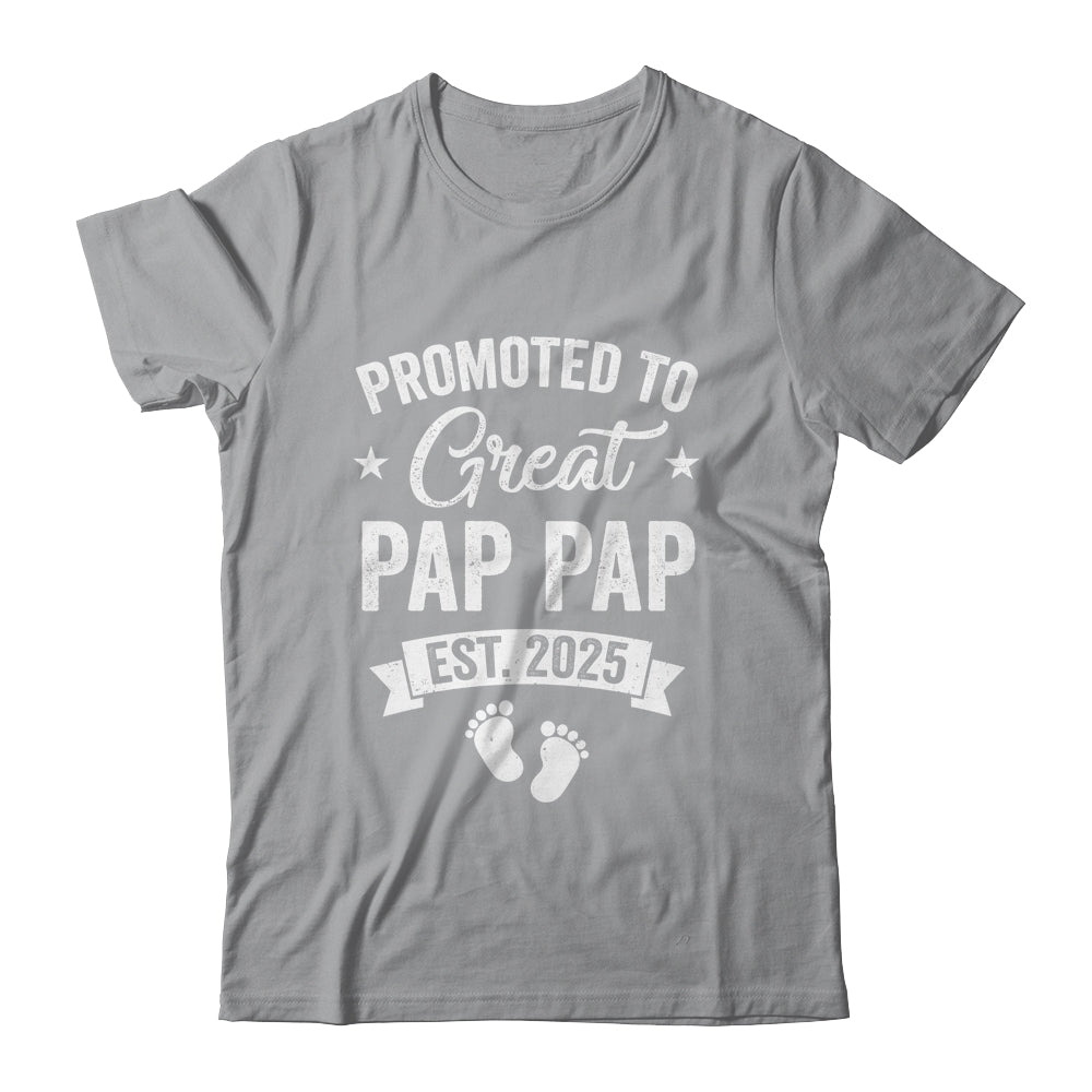 Promoted To Great Pap Pap Est 2025 Pregnancy Announcement Shirt & Hoodie | teecentury