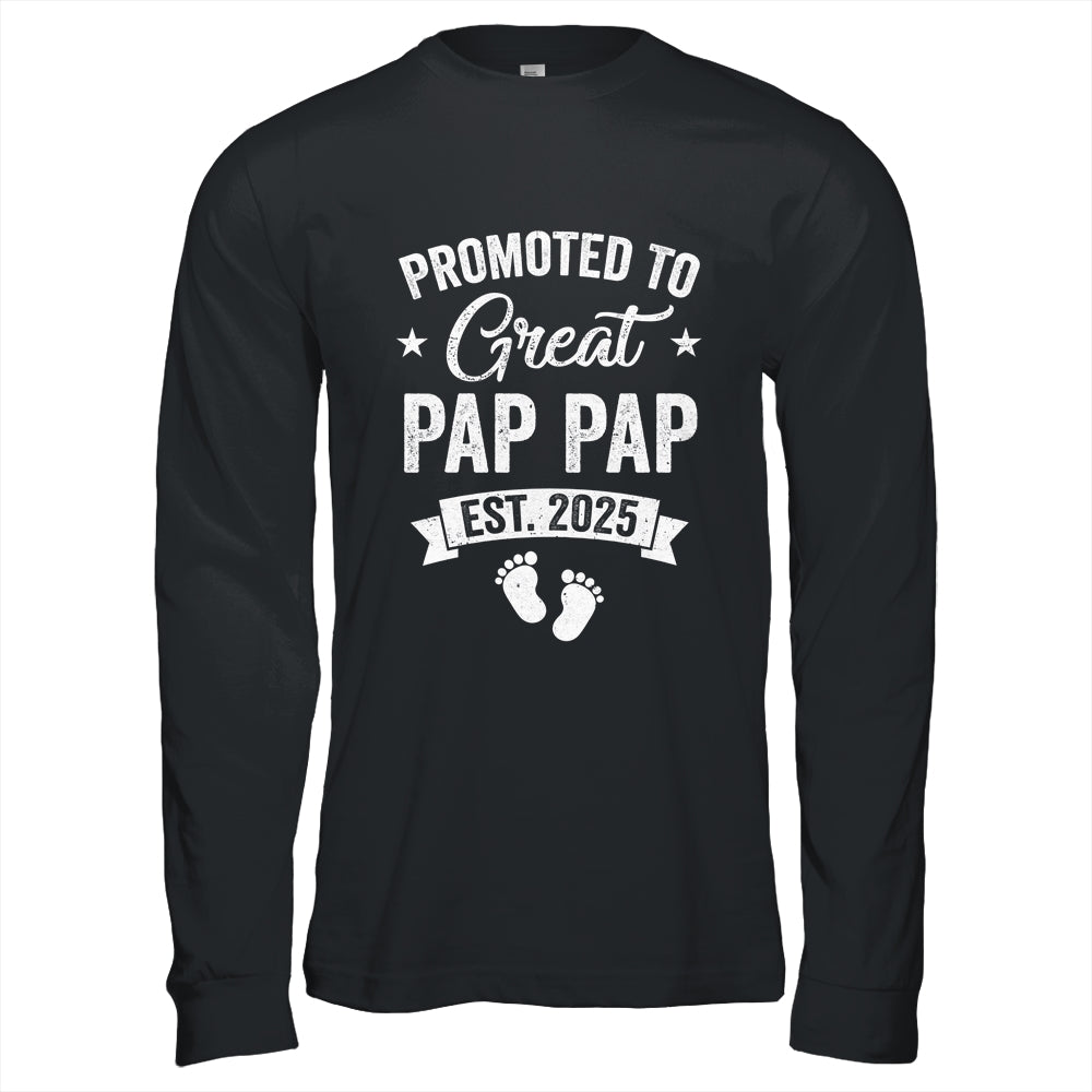 Promoted To Great Pap Pap Est 2025 Pregnancy Announcement Shirt & Hoodie | teecentury