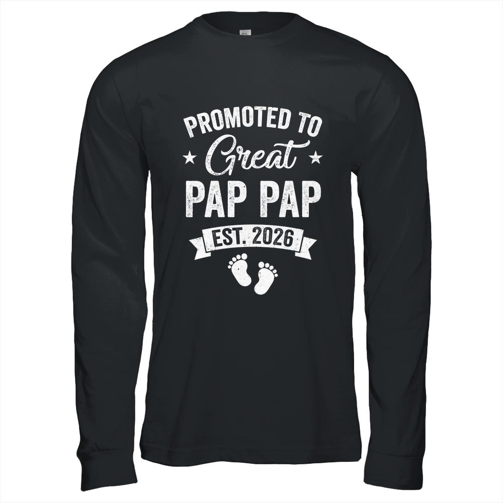 Promoted To Great Pap Pap Est 2026 Pregnancy Announcement Shirt & Hoodie | teecentury