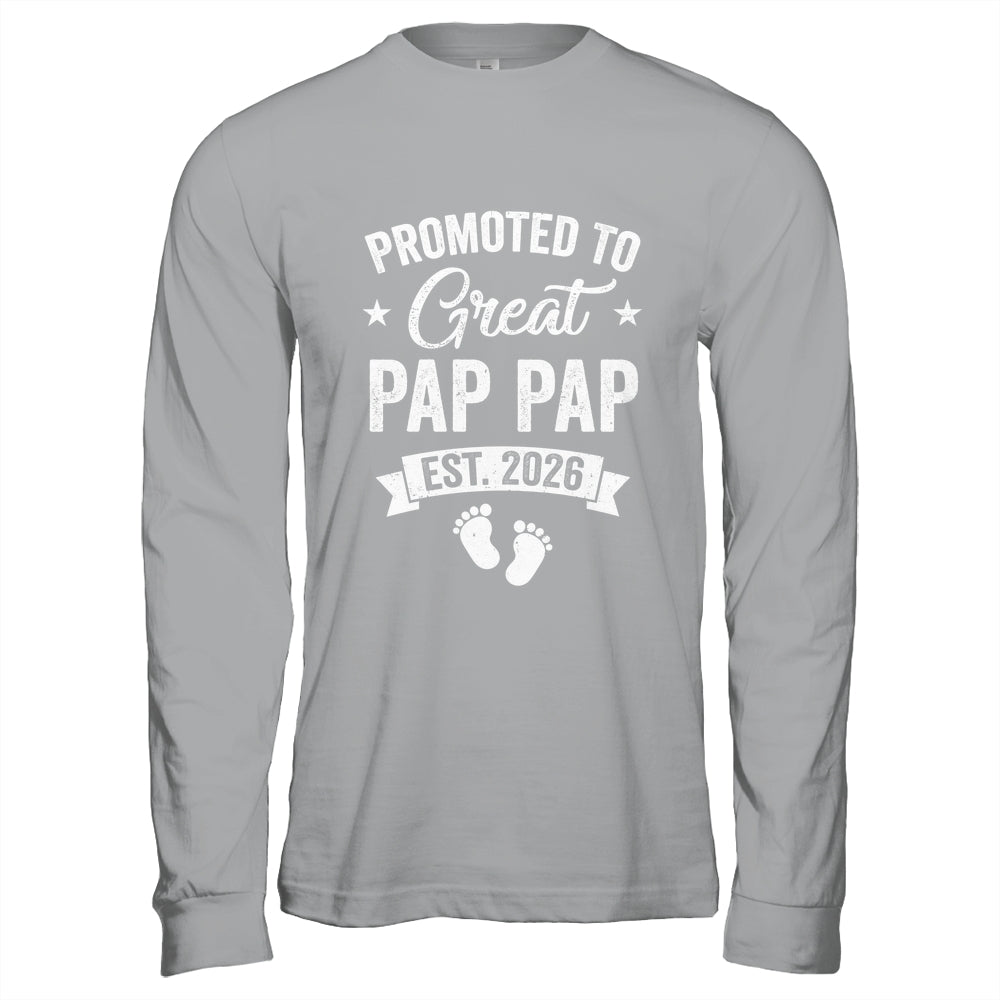 Promoted To Great Pap Pap Est 2026 Pregnancy Announcement Shirt & Hoodie | teecentury