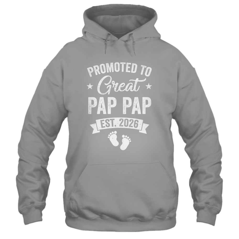 Promoted To Great Pap Pap Est 2026 Pregnancy Announcement Shirt & Hoodie | teecentury