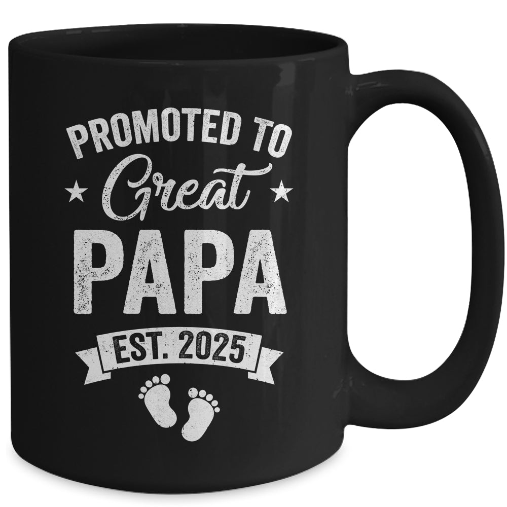 Promoted To Great Papa Est 2025 Pregnancy Announcement Mug | teecentury