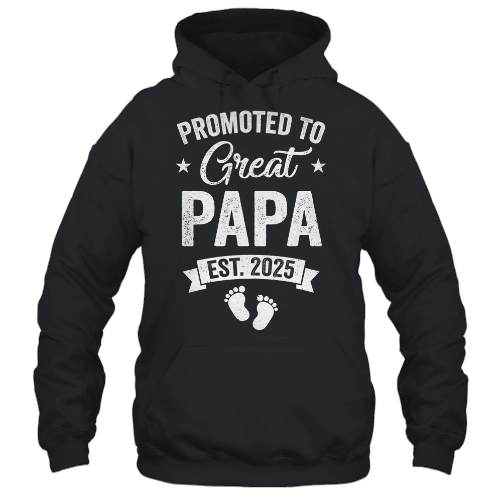 Promoted To Great Papa Est 2025 Pregnancy Announcement Shirt & Hoodie | teecentury