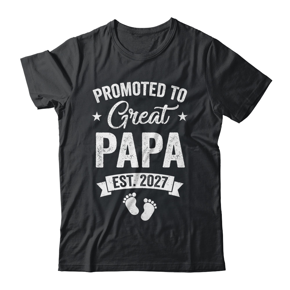 Promoted To Great Papa Est 2027 Pregnancy Announcement Shirt & Hoodie | teecentury