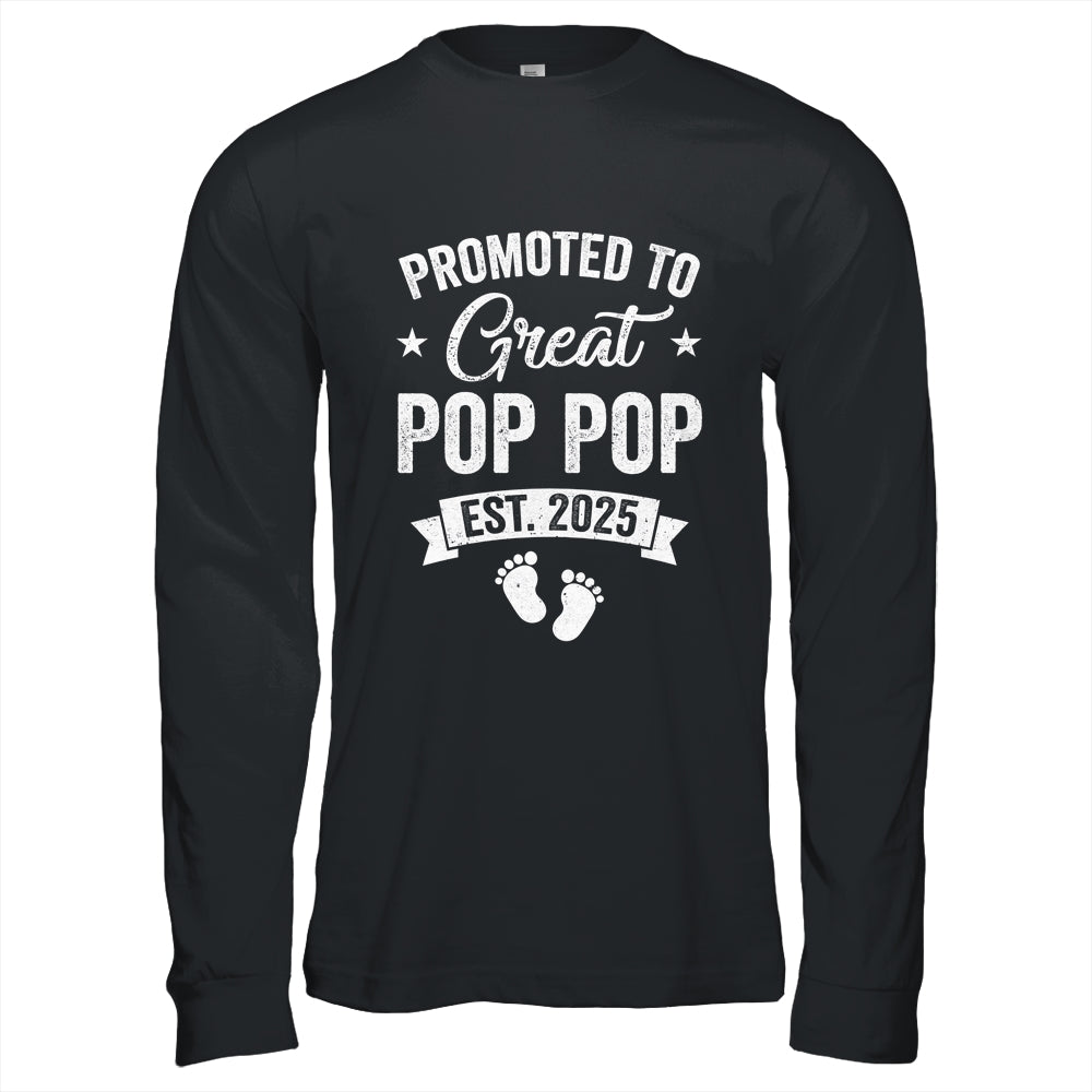 Promoted To Great Pop Pop Est 2025 Pregnancy Announcement Shirt & Hoodie | teecentury