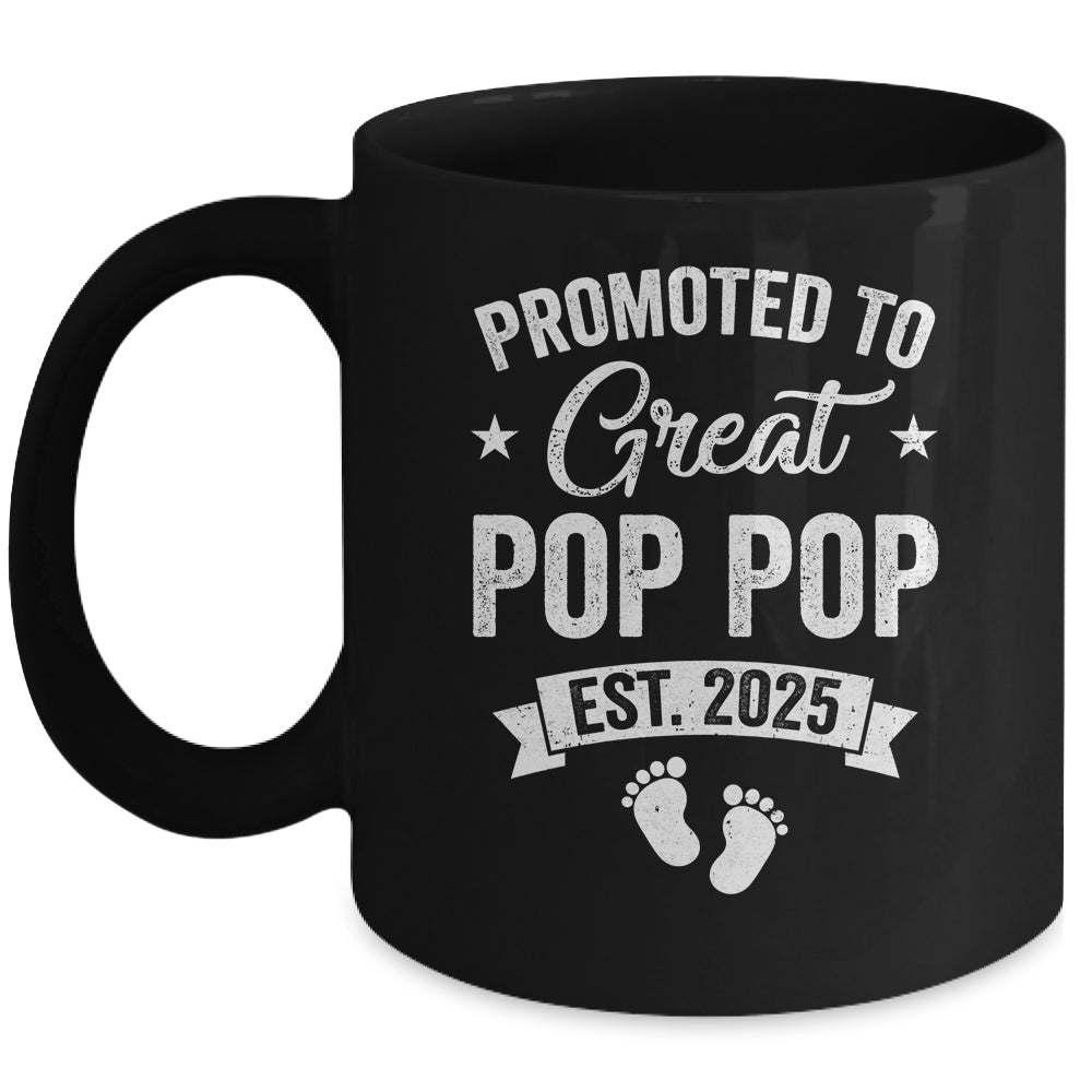 Promoted To Great Pop Pop Est 2025 Pregnancy Announcement Mug | teecentury