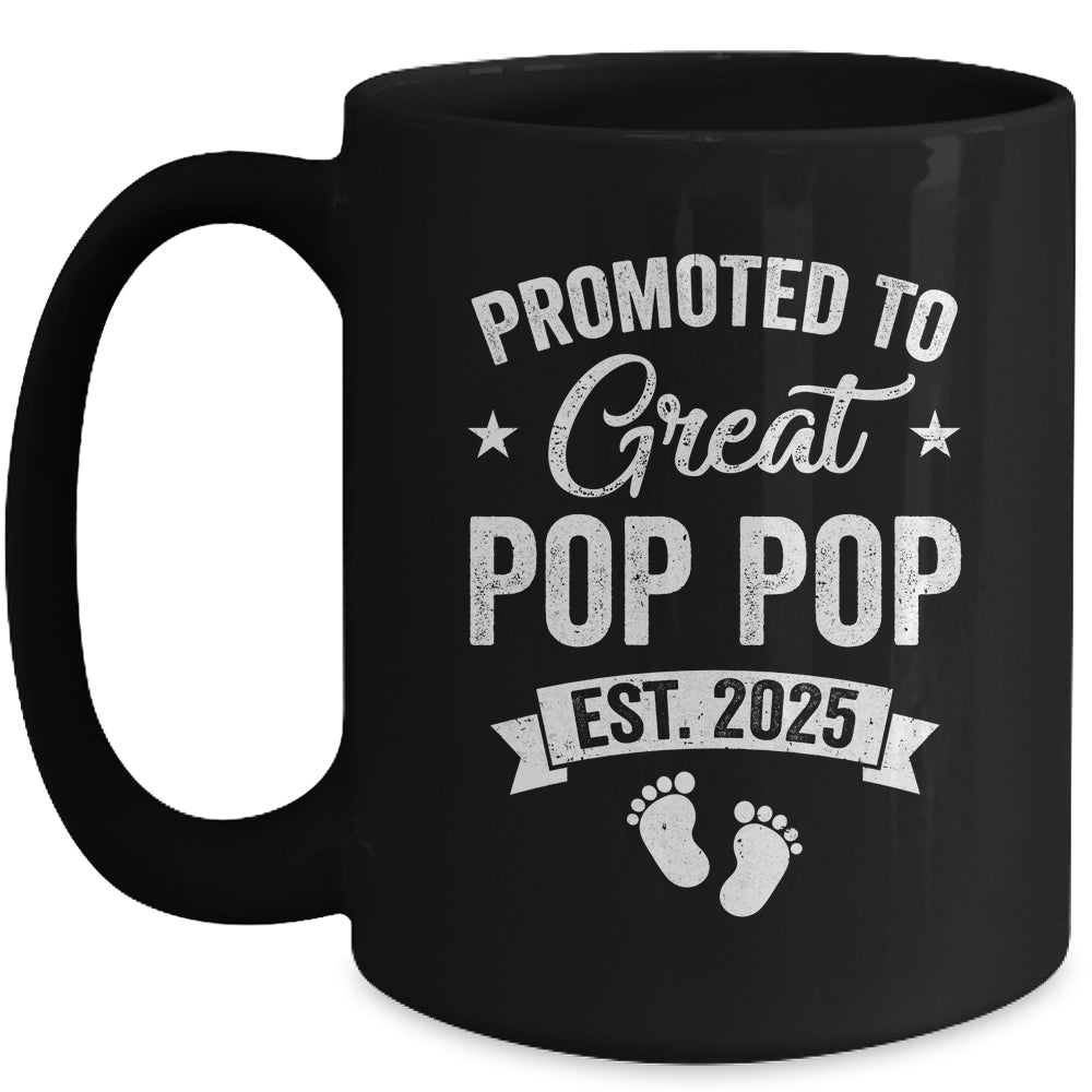 Promoted To Great Pop Pop Est 2025 Pregnancy Announcement Mug | teecentury