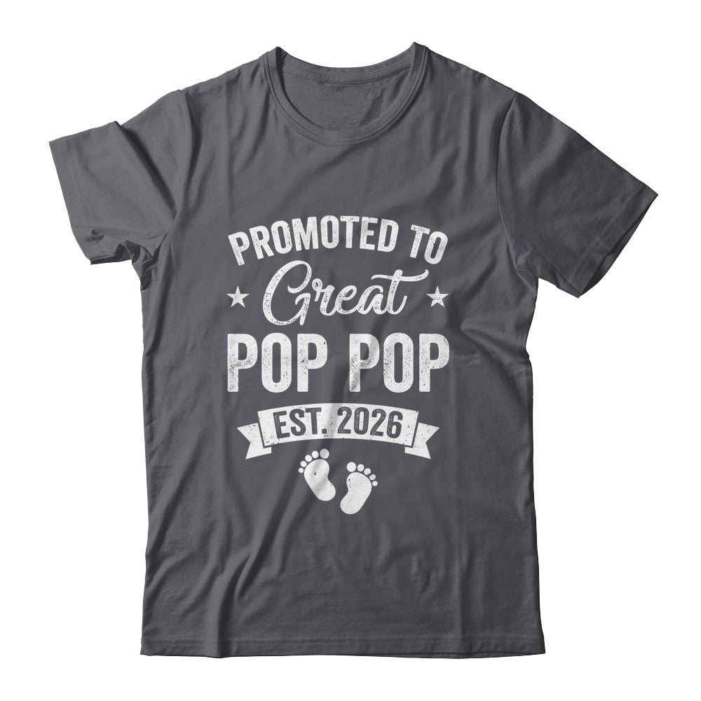 Promoted To Great Pop Pop Est 2026 Pregnancy Announcement Shirt & Hoodie | teecentury