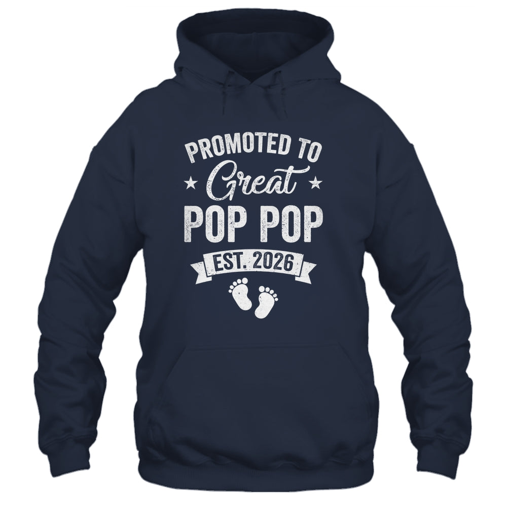 Promoted To Great Pop Pop Est 2026 Pregnancy Announcement Shirt & Hoodie | teecentury
