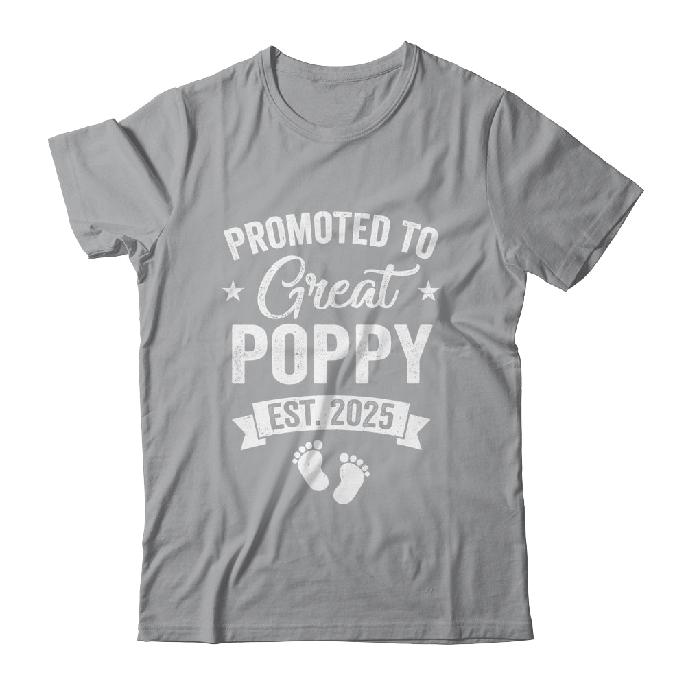 Promoted To Great Poppy Est 2025 Pregnancy Announcement Shirt & Hoodie | teecentury