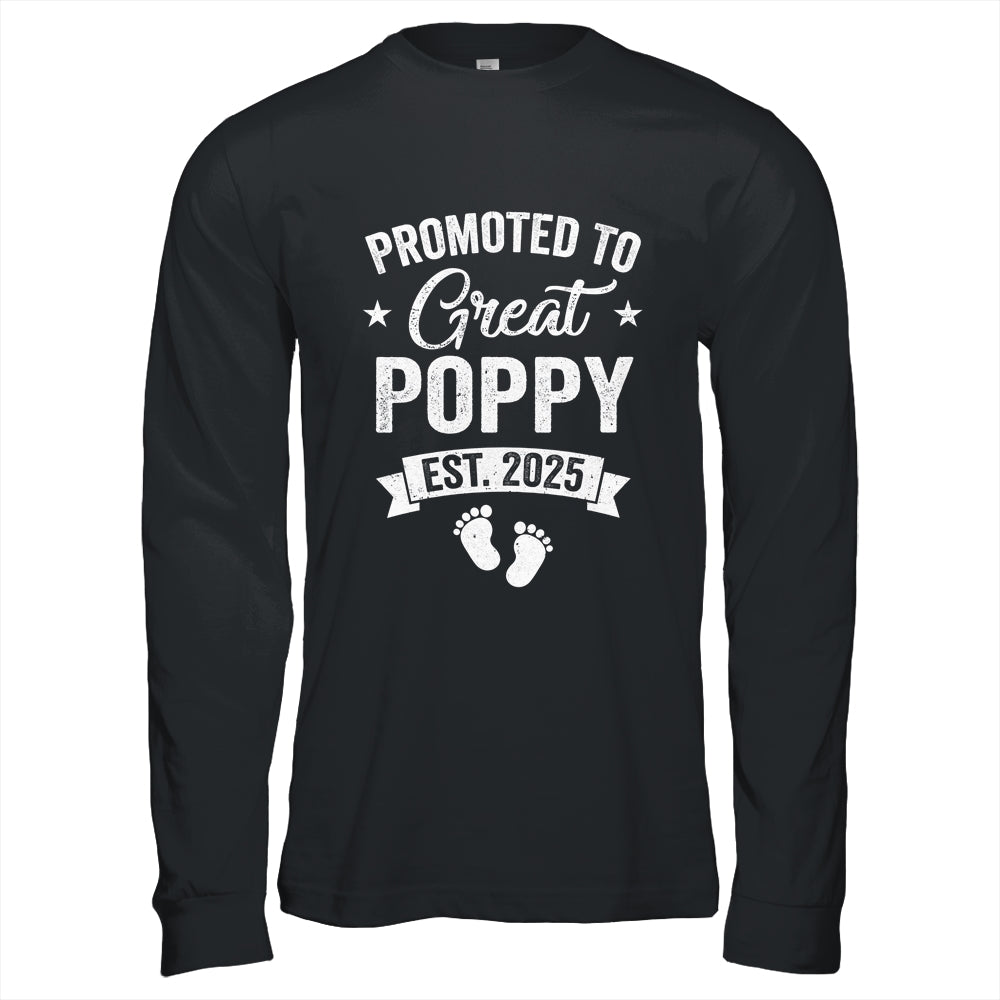 Promoted To Great Poppy Est 2025 Pregnancy Announcement Shirt & Hoodie | teecentury