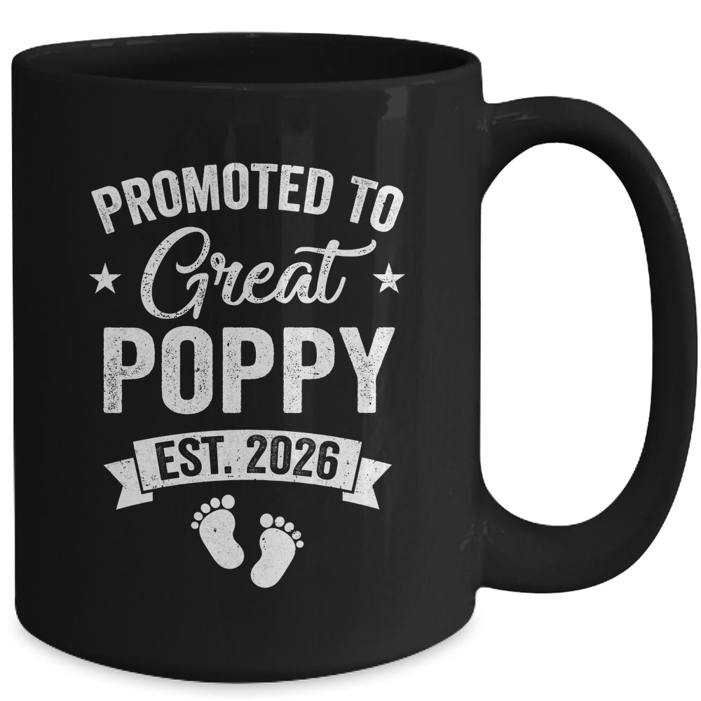 Promoted To Great Poppy Est 2026 Pregnancy Announcement Mug | teecentury