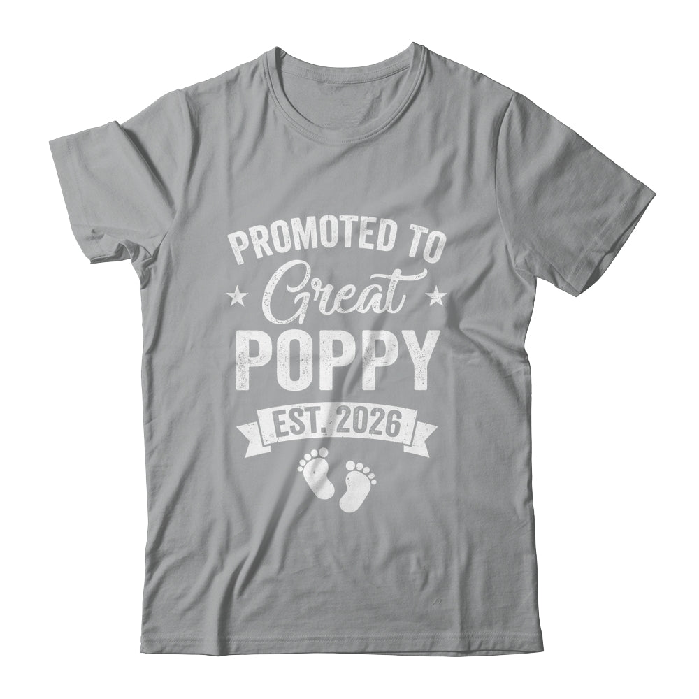 Promoted To Great Poppy Est 2026 Pregnancy Announcement Shirt & Hoodie | teecentury