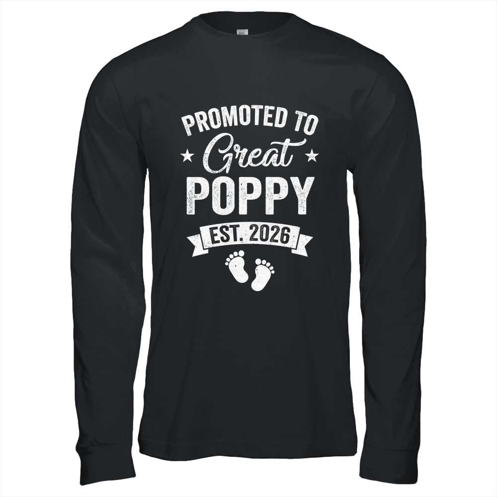 Promoted To Great Poppy Est 2026 Pregnancy Announcement Shirt & Hoodie | teecentury