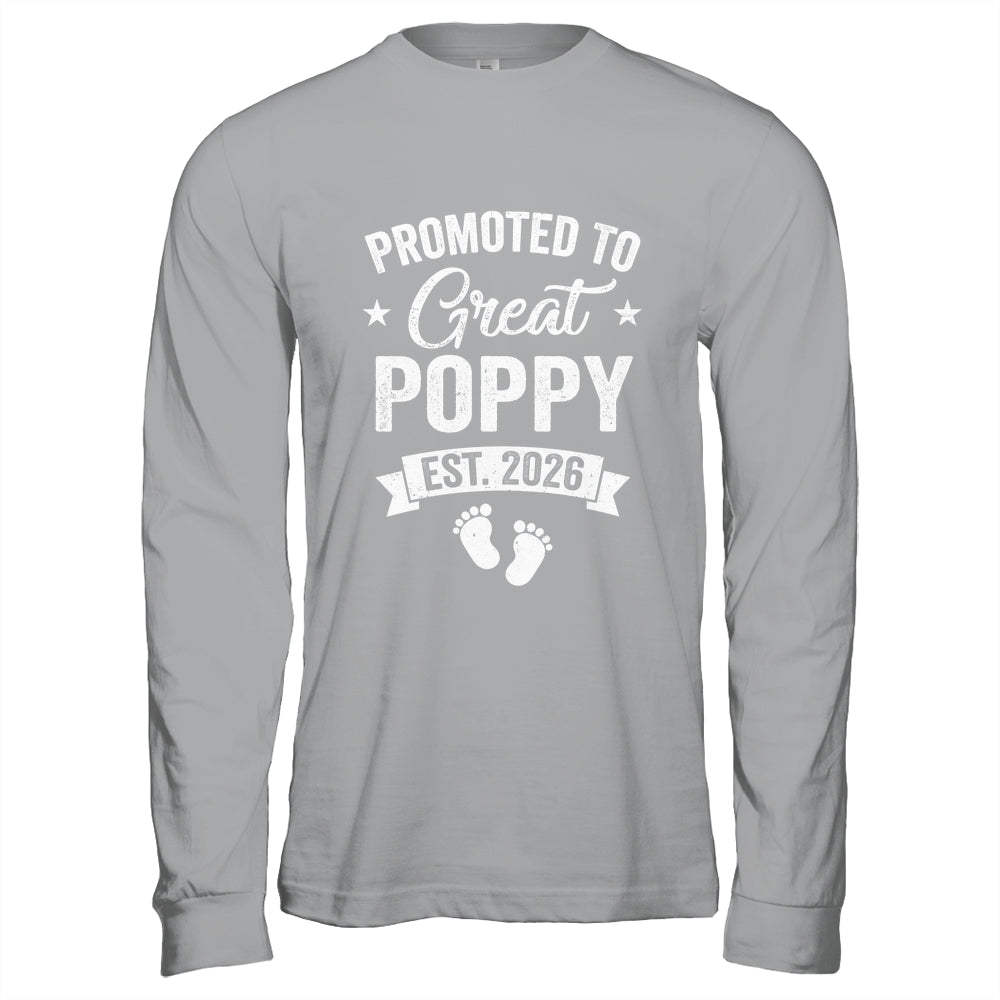 Promoted To Great Poppy Est 2026 Pregnancy Announcement Shirt & Hoodie | teecentury