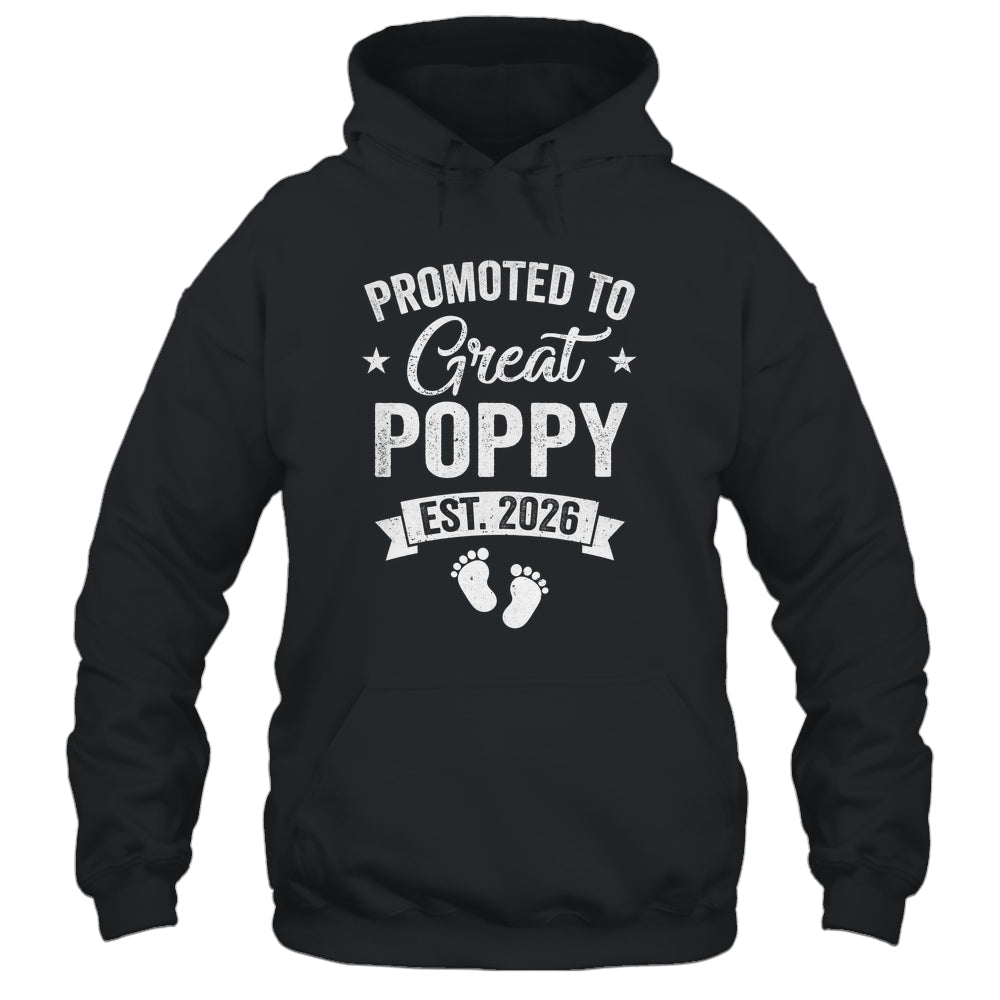 Promoted To Great Poppy Est 2026 Pregnancy Announcement Shirt & Hoodie | teecentury