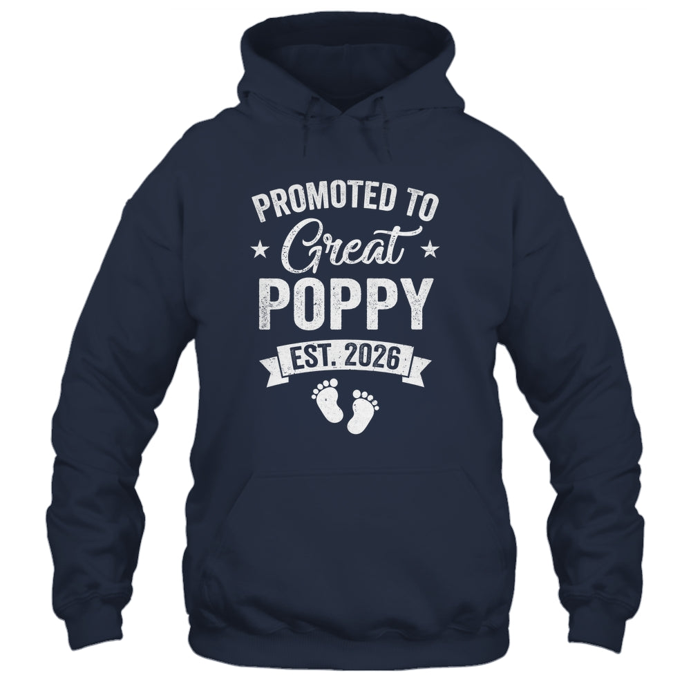 Promoted To Great Poppy Est 2026 Pregnancy Announcement Shirt & Hoodie | teecentury