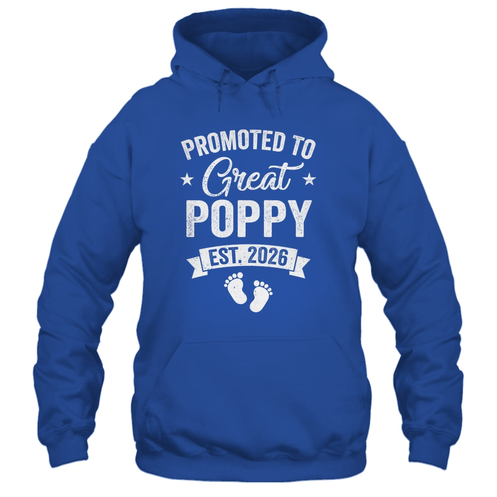 Promoted To Great Poppy Est 2026 Pregnancy Announcement Shirt & Hoodie | teecentury