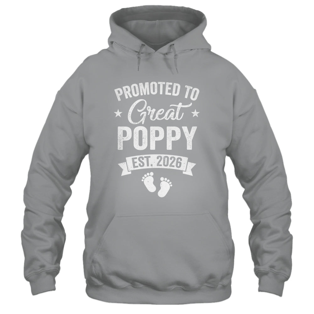 Promoted To Great Poppy Est 2026 Pregnancy Announcement Shirt & Hoodie | teecentury