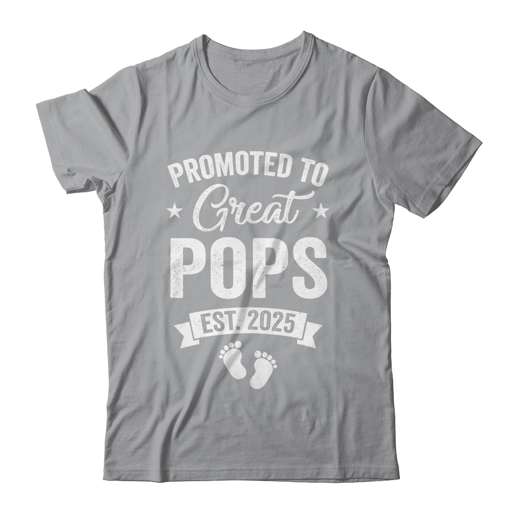 Promoted To Great Pops Est 2025 Pregnancy Announcement Shirt & Hoodie | teecentury