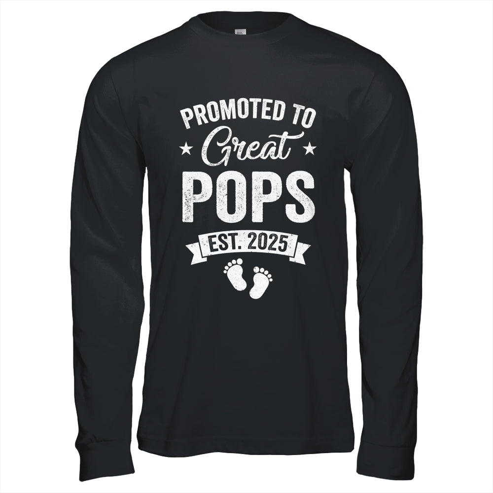 Promoted To Great Pops Est 2025 Pregnancy Announcement Shirt & Hoodie | teecentury