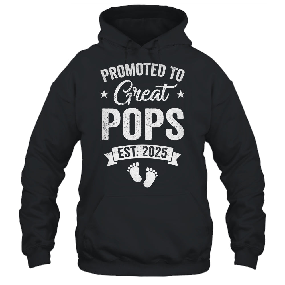 Promoted To Great Pops Est 2025 Pregnancy Announcement Shirt & Hoodie | teecentury