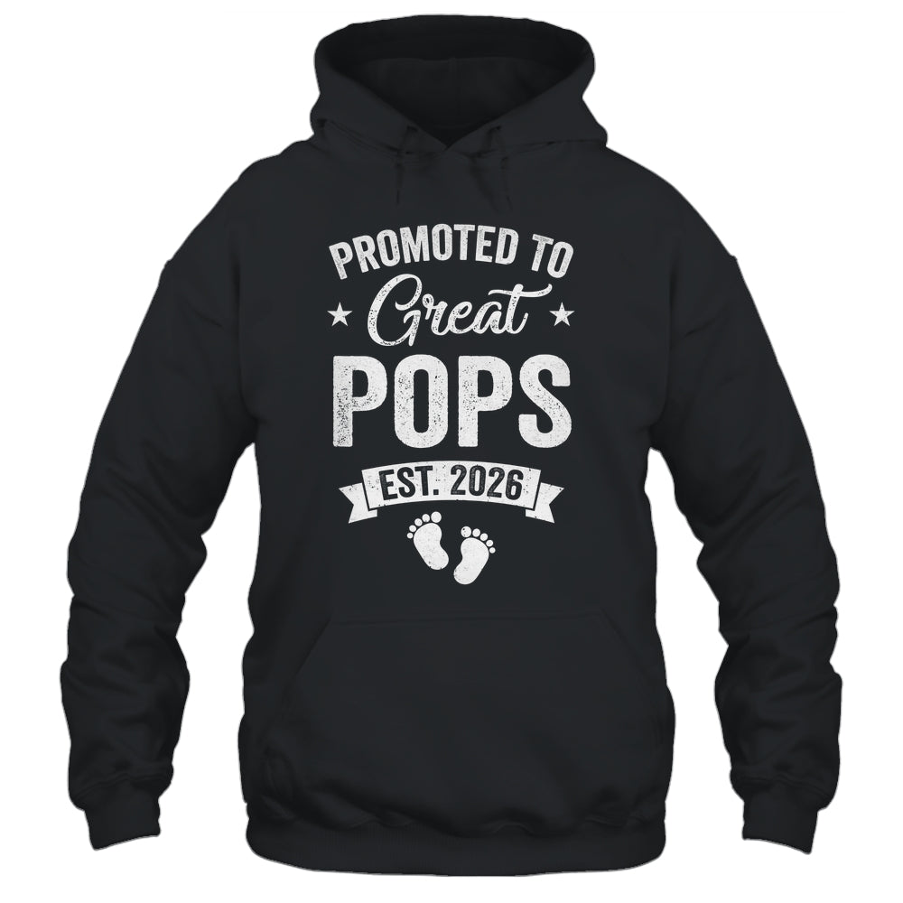 Promoted To Great Pops Est 2026 Pregnancy Announcement Shirt & Hoodie | teecentury