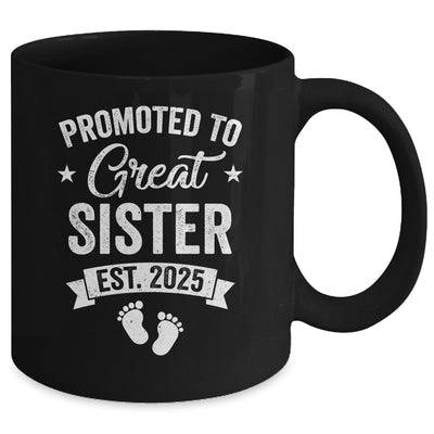 Promoted To Great Sister Est 2025 Pregnancy Announcement Mug | teecentury