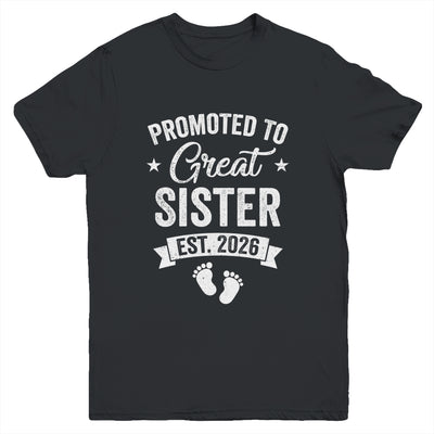 Promoted To Great Sister Est 2026 Pregnancy Announcement Youth Shirt | teecentury