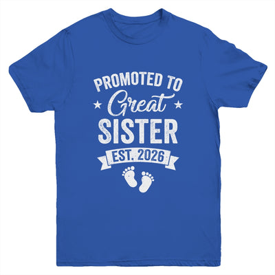 Promoted To Great Sister Est 2026 Pregnancy Announcement Youth Shirt | teecentury