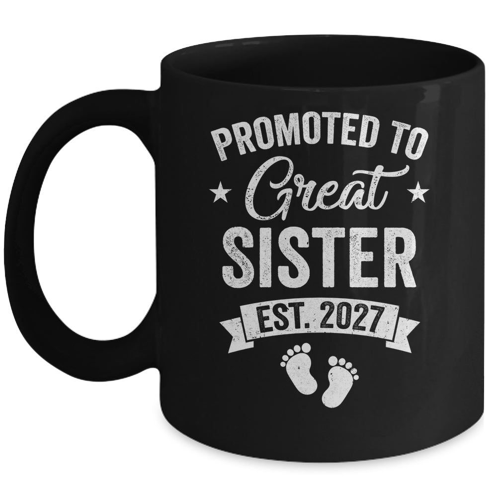 Promoted To Great Sister Est 2027 Pregnancy Announcement Mug | teecentury