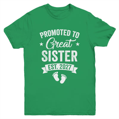 Promoted To Great Sister Est 2027 Pregnancy Announcement Youth Shirt | teecentury